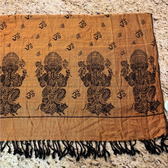 Reversible Ganesha Meditation & Prayer Alter Shawl Scarf w Deity & Om Symbol - Picture 6 of 11